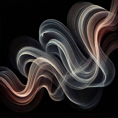 abstract background with smooth lines, waves on a black background.の写真素材