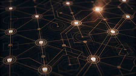 Abstract technology background with connection lines. Network concept. 3D Renderingの写真素材