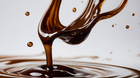 chocolate splash close up isolated on white background. High quality photoの写真素材