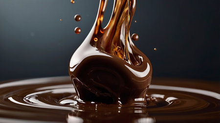 chocolate splash close-up on a dark background, chocolate backgroundの写真素材