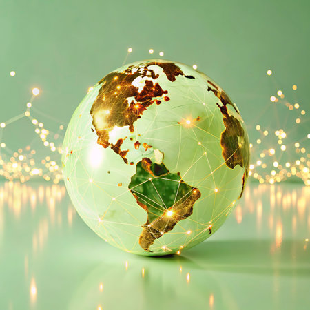 Global network connection over the world. 3D rendering. Globalization concept.の写真素材