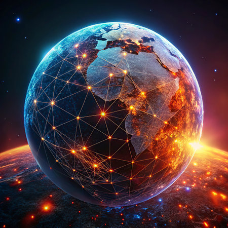 North America from space. Globe with international network representing communication, travel and connections. 3D illustration.の写真素材