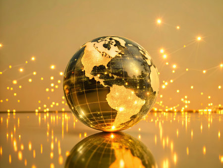Globe Earth on blurred light background. Global business concept. Elements of this image furnished by NASAの写真素材