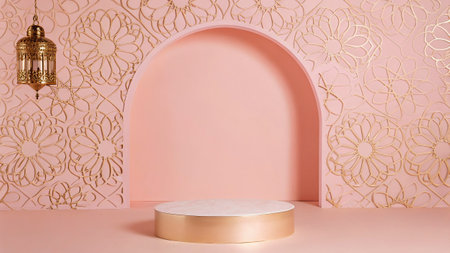 3d render of minimal product display podium for mock up and product presentationの写真素材