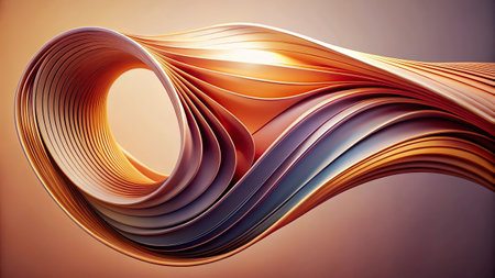 3d rendering of abstract wavy background with orange and brown colorsの写真素材