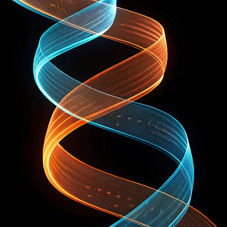 abstract background with a glowing abstract waves, design element for brochure, website, flyerの写真素材