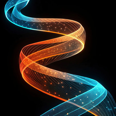 Abstract background with glowing lines and waves. Vector illustration for your design