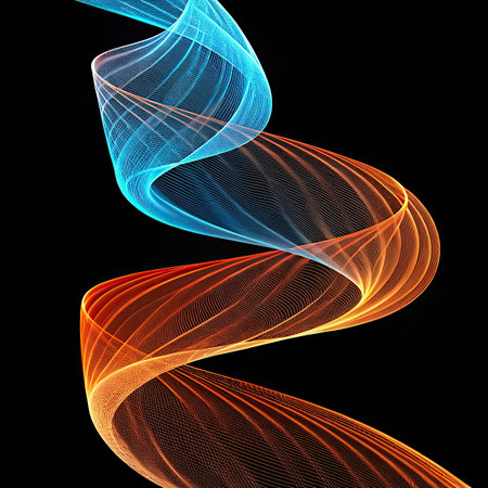 Abstract background with a glowing abstract waves, design element for brochure, website, flyer.の写真素材