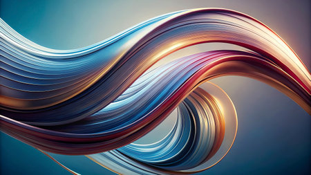 abstract background with smooth lines in blue and orange colors, 3d render