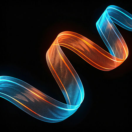 Abstract background with blue and orange lines. 3d rendering, 3d illustration.の写真素材