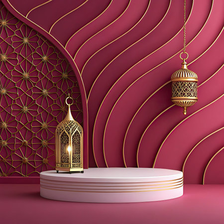 3d render of Ramadan Kareem background for Muslim feast of the holy month of Ramadanの写真素材