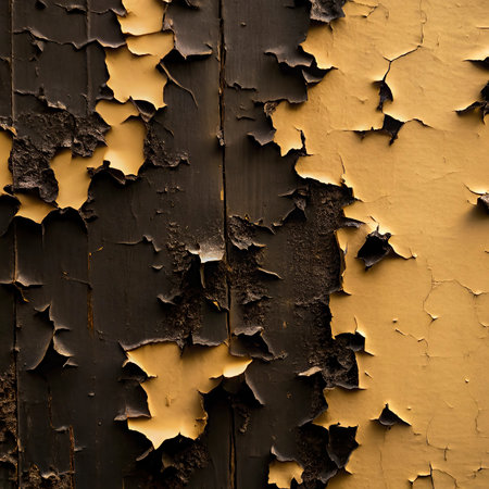 Texture of old rustic wall covered with yellow paint. Abstract background for design.の写真素材