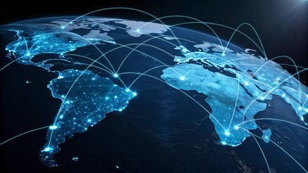 Global network connection covering the globe. Internet Concept of global business. 3D illustration.