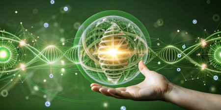 Conceptual image with globe and connection lines on dark background 3D rendering