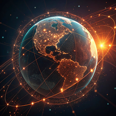Global network connection over the world. 3D illustration. Elements of this image furnished by NASA