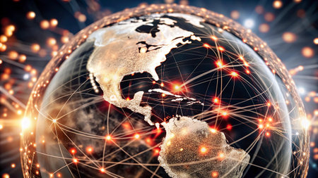 Global network connection over planet Earth 3D rendering elements of this image furnished by NASA