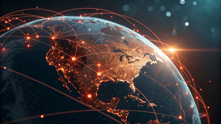 Global network connections over the world 3D rendering elements of this image furnished by NASA
