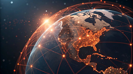 Global network connections over the world 3D rendering elements of this image furnished by NASA