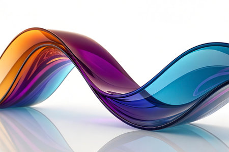 colorful smooth glass waves on a white background. 3d render