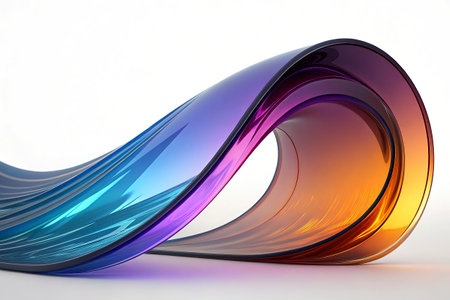 3d render, abstract background, curved glass waves, computer generated images