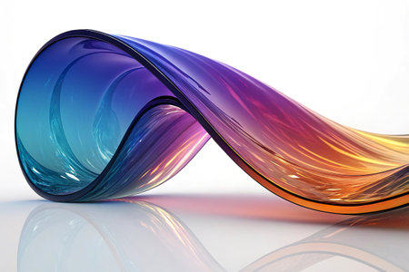 Colorful abstract curved glass on a white background. 3d renderの写真素材