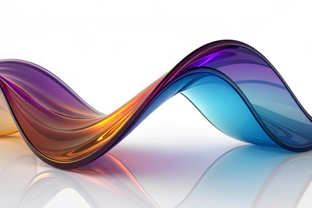 colorful smooth glass waves on white background (high resolution 3D image)