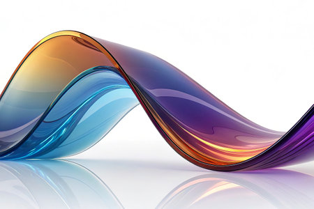 colorful glass wave on white background (high resolution 3D image)