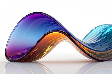 abstract color wave on a white background. 3d render illustrationの写真素材