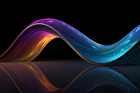 abstract colorful wavy background, computer generated illustration, 3D renderingの写真素材