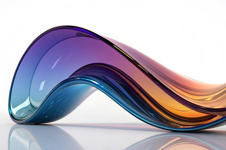 colorful glass wave on a white background. 3d render illustration
