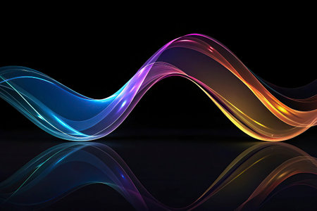 abstract colorful twisted waves on a black background, computer generated images