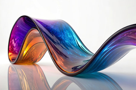 colorful glass curved shape on a white background. 3d illustration