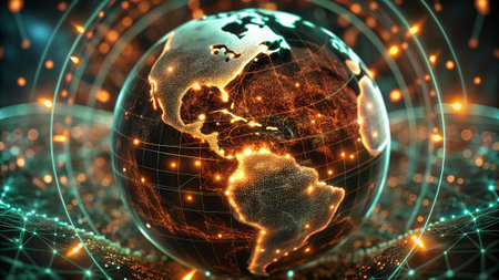 Globe and Internet Concept of global business. 3D illustration.