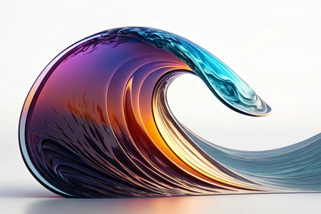 3D rendering of abstract wavy background. Computer generated graphics.の写真素材