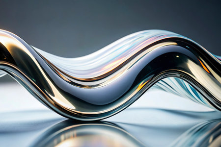 abstract background with glass waves. 3d rendering, 3d illustration.の写真素材