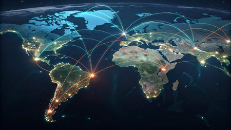 Global network connections over the world map 3D rendering elements of this image furnished by NASA