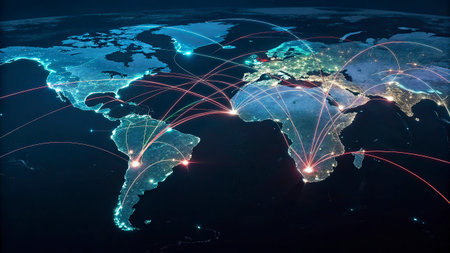 Global network connection over the world. Concept of international communication and technology.の写真素材