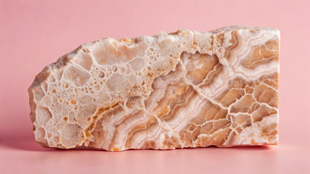 Natural marble stone on a pink background. Close-up image.の写真素材