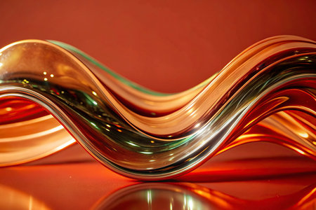 close up of abstract wavy glass on color backgrounの写真素材