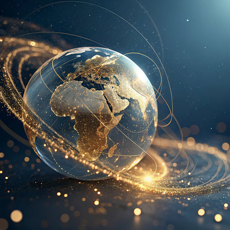 Global network connection. 3D illustration. Elements of this image furnished by NASAの写真素材