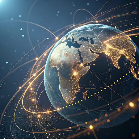 Global network connection over the world. 3D illustration. Elements of this image furnished by NASA