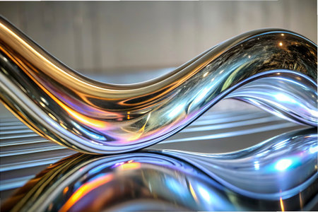 3d render of abstract metallic background, closeup of shiny metal surfaceの写真素材