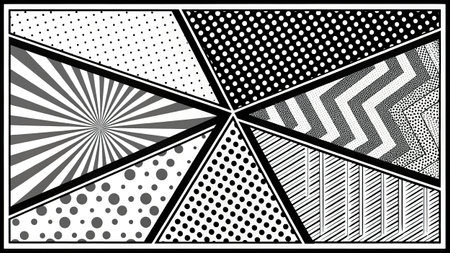 Abstract creative concept comic pop art style blank, layout template with clouds beams and isolated dots background. For sale banner, empty speech bubble set, vector illustration halftone book designの写真素材