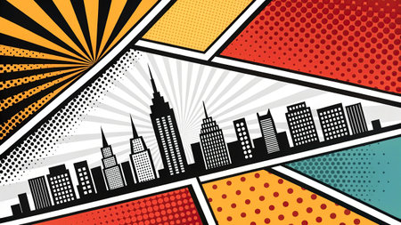 City skyline in pop art style. Vector illustration for your design.の写真素材