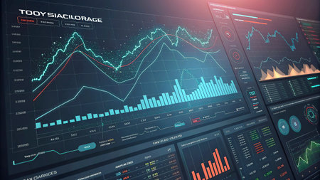 Abstract glowing forex chart interface. Finance and trade concept. 3D Rendering
