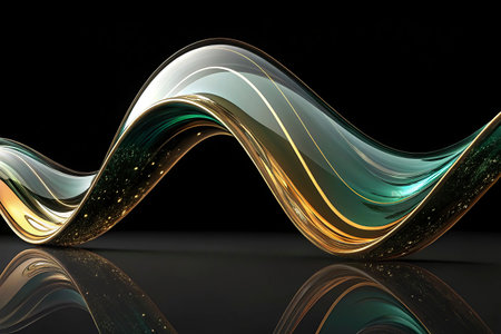 abstract wavy lines on a black background. 3d illustrationの写真素材
