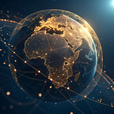 Global network connection over the world. Globalization concept. 3D Renderingの写真素材