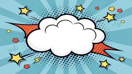 Comic speech bubble in pop art style. Comic book background. Vector illustrationの写真素材
