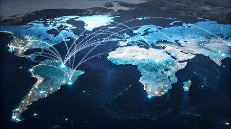 Network of connections over the world 3D rendering elements of this image furnished by NASA