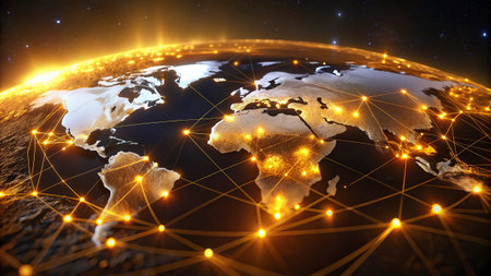 Global network connections over the world 3D rendering elements of this image furnished by NASA
